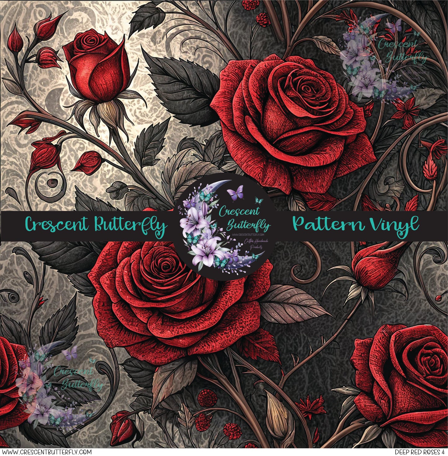 Deep Red Roses 4 Printed Vinyl Sheet/Wrap