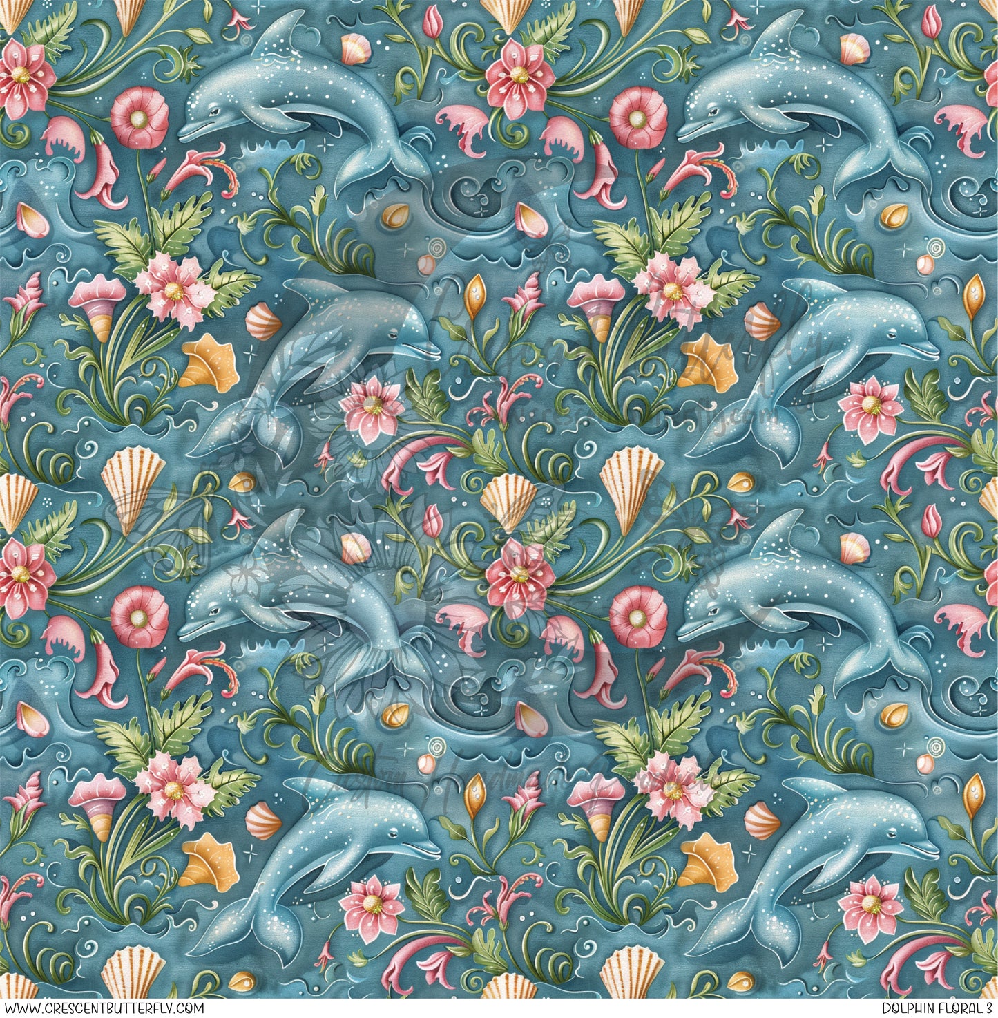 Dolphin Floral 3 Printed Vinyl Sheet/Wrap