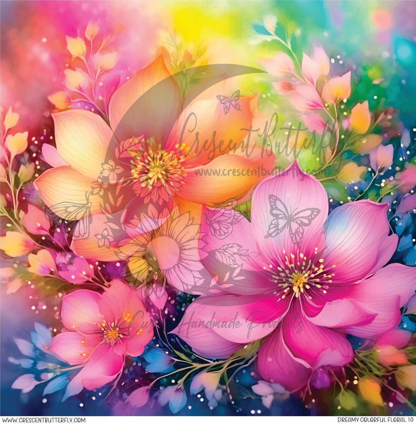 Dreamy Colorful Floral 10 Printed Vinyl Sheet/Wrap