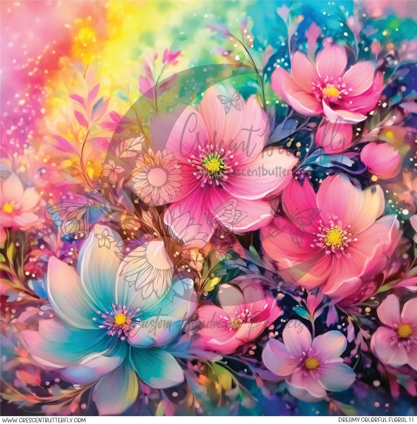 Dreamy Colorful Floral 11 Printed Vinyl Sheet/Wrap