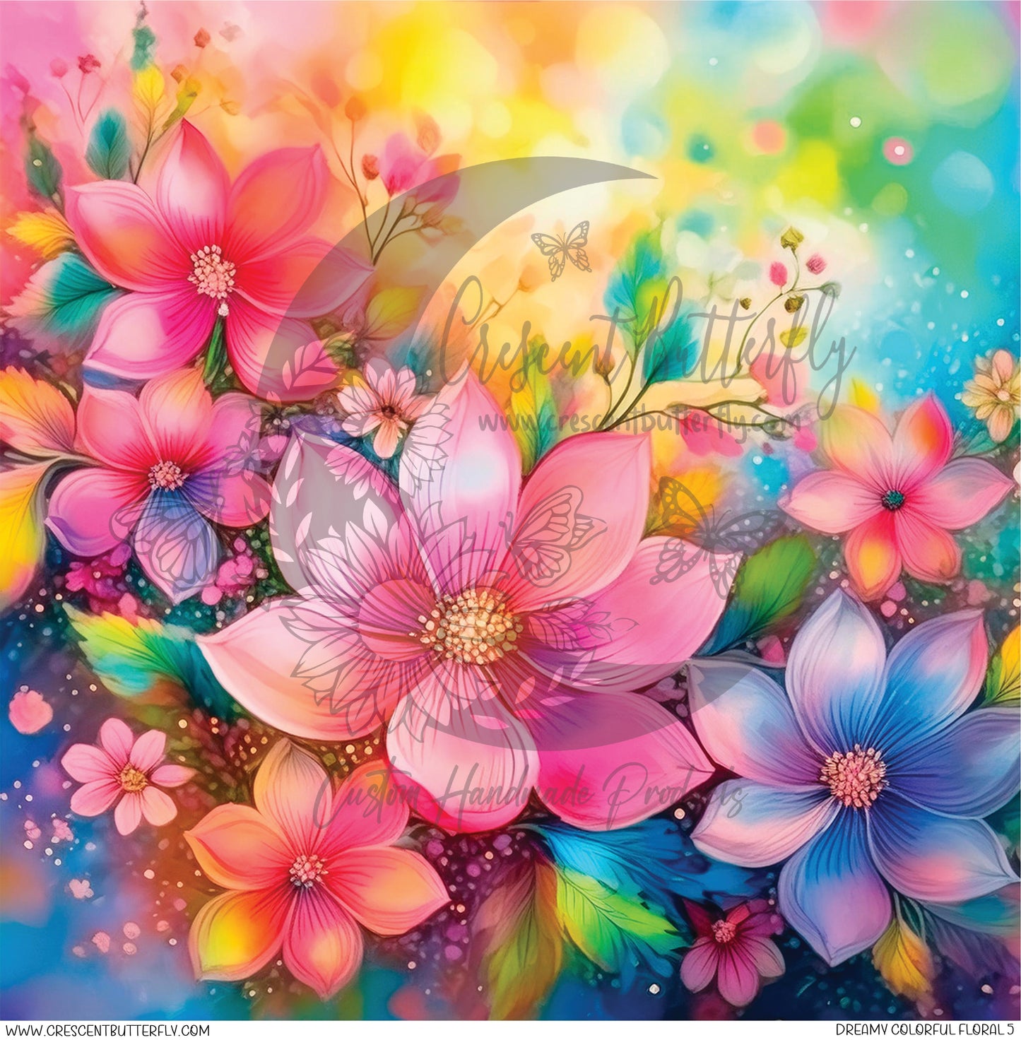 Dreamy Colorful Floral 5 Printed Vinyl Sheet/Wrap