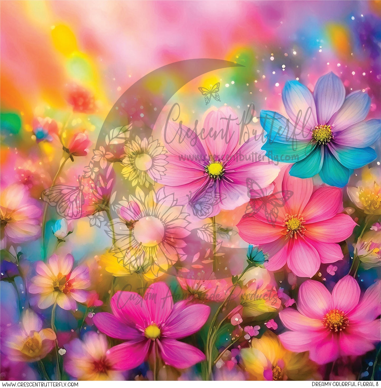 Dreamy Colorful Floral 8 Printed Vinyl Sheet/Wrap