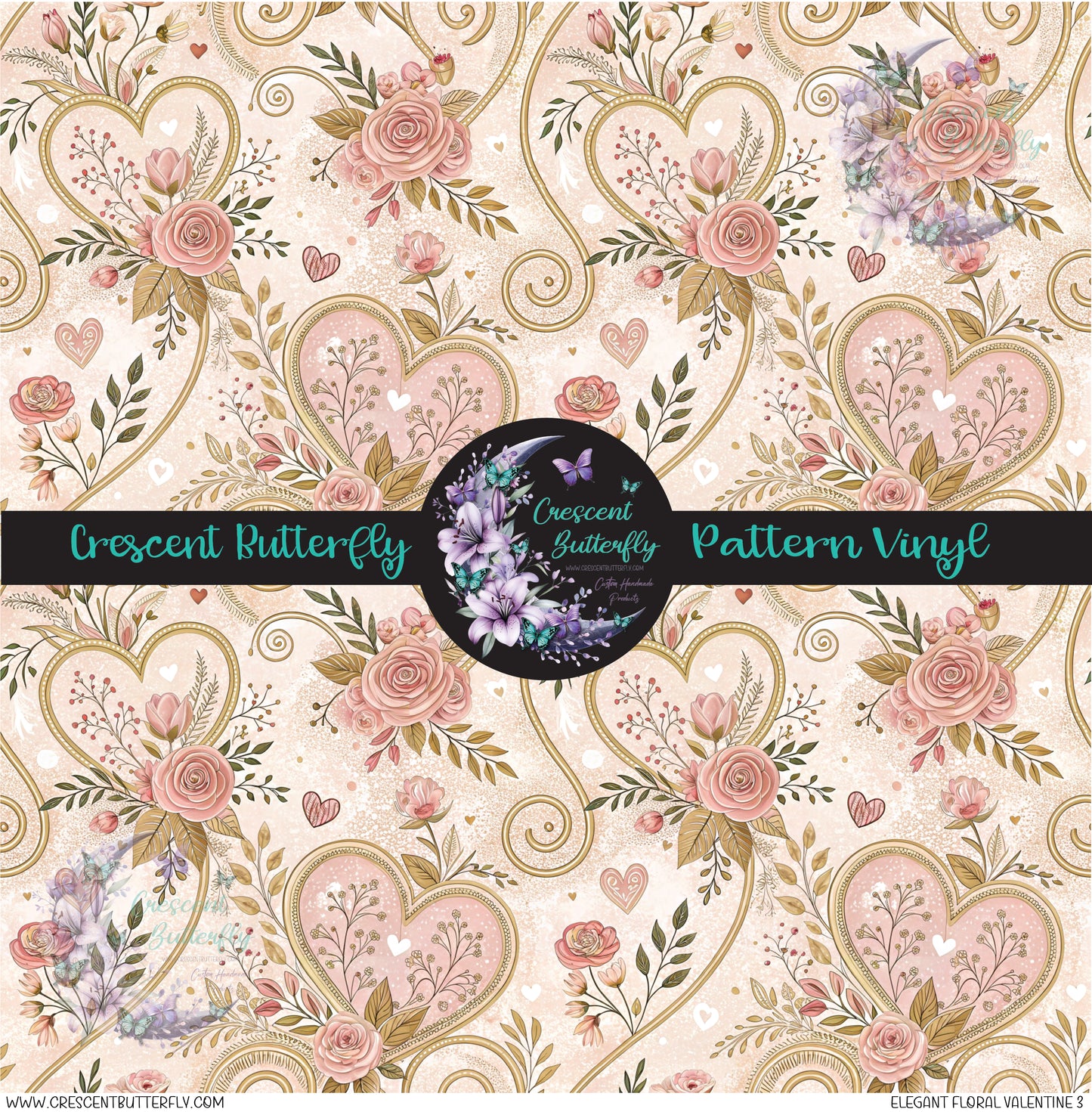 Elegant Floral Valentine 3 Printed Vinyl Sheet/Wrap