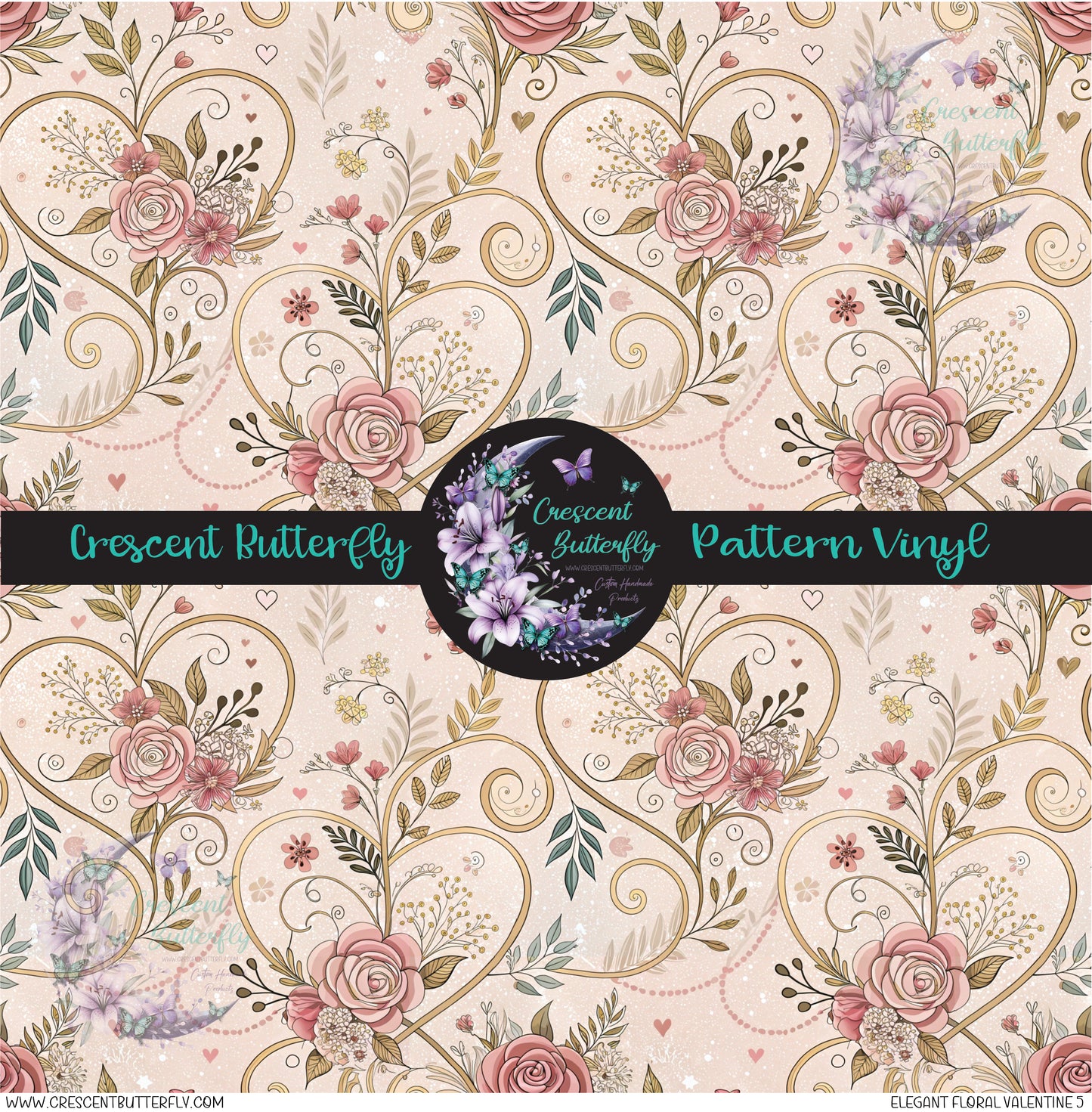 Elegant Floral Valentine 5 Printed Vinyl Sheet/Wrap