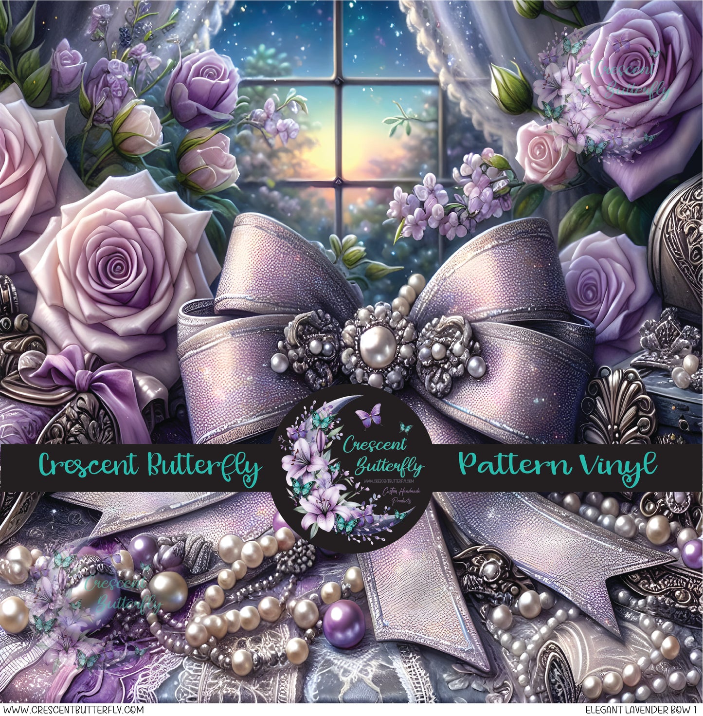 Elegant Lavender Bow 1 Printed Vinyl Sheet/Wrap