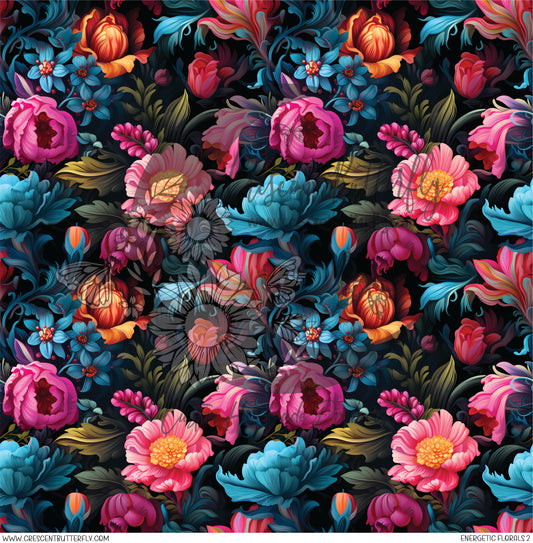 Energetic Florals 2 Printed Vinyl Sheet/Wrap