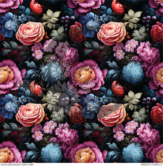 Energetic Florals 4 Printed Vinyl Sheet/Wrap