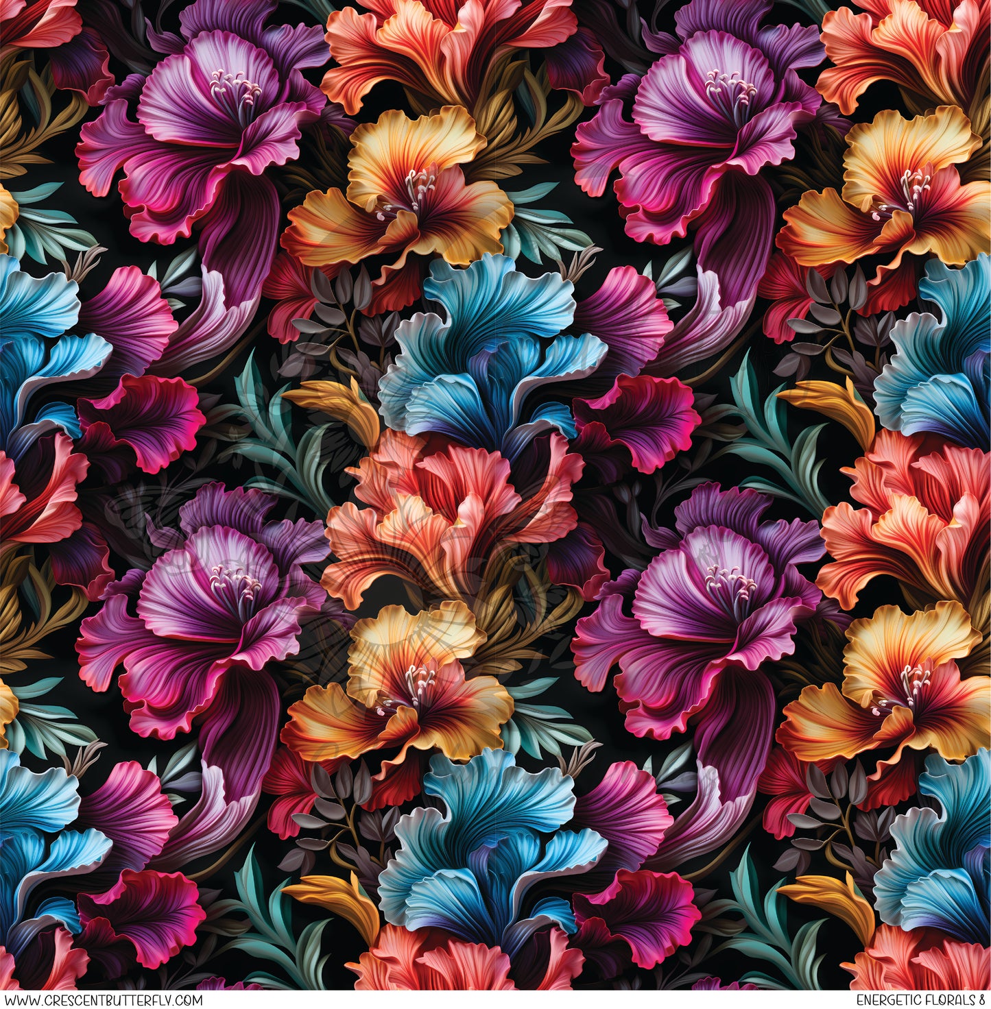 Energetic Florals 8 Printed Vinyl Sheet/Wrap