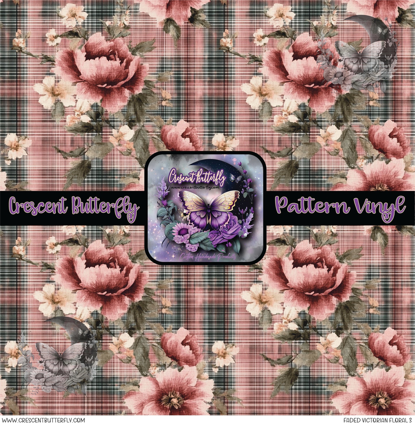 Faded Victorian Floral 3 Printed Vinyl Sheet/Wrap