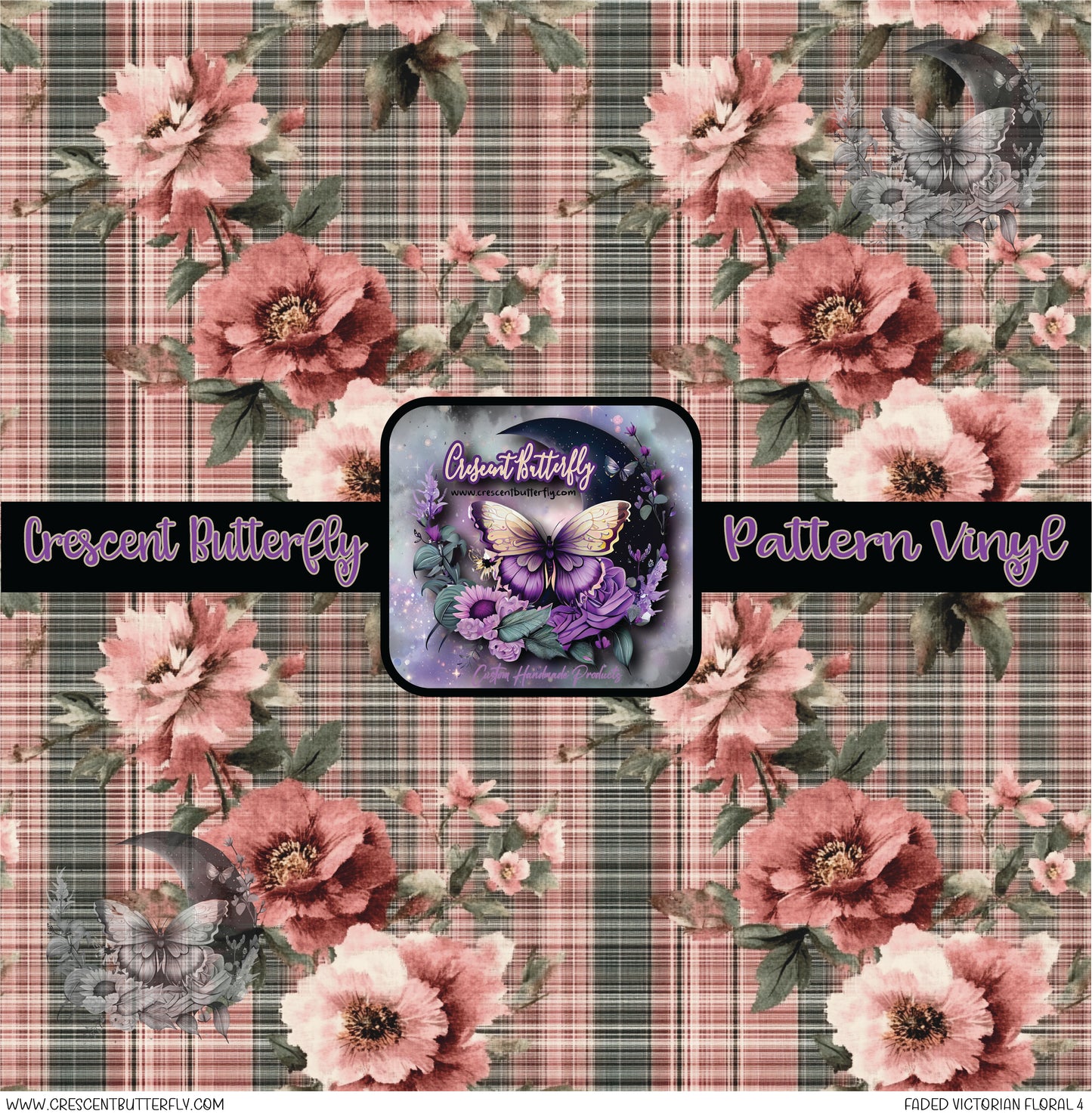 Faded Victorian Floral 4 Printed Vinyl Sheet/Wrap