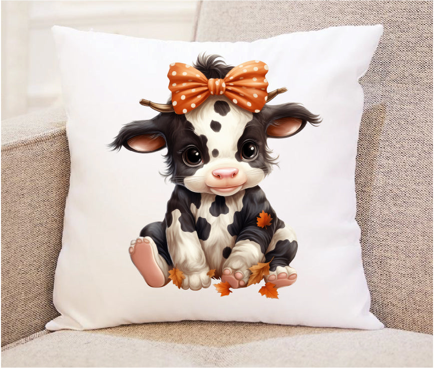 Fall Baby Cow Fall Throw Pillow