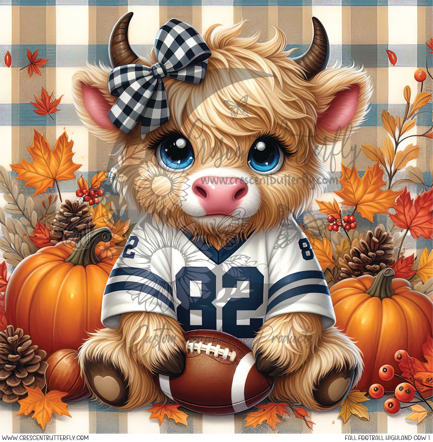 Fall Football Highland Cow 1 Printed Vinyl Sheet/Wrap