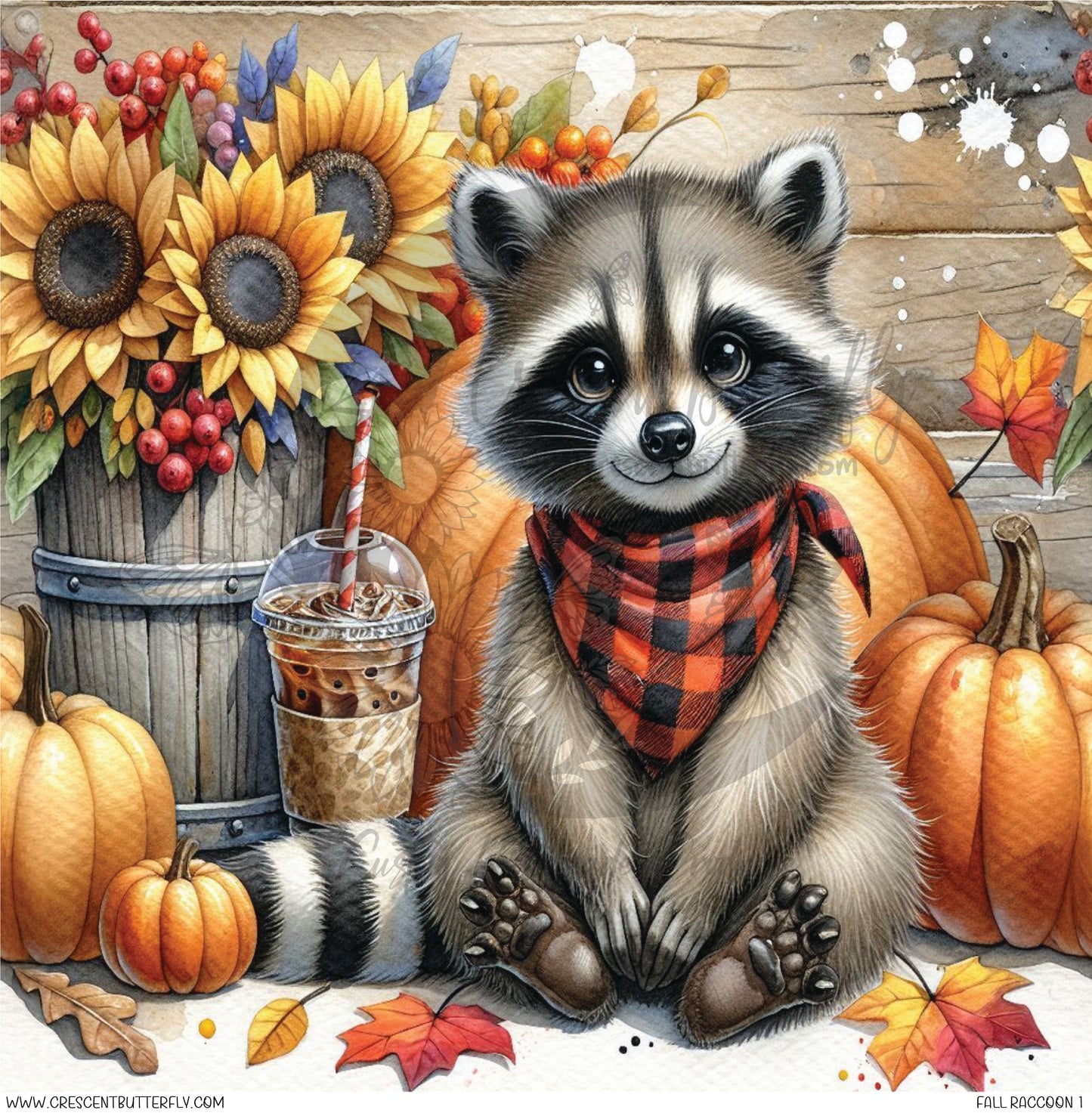 Fall Raccoon 1 Printed Vinyl Sheet/Wrap