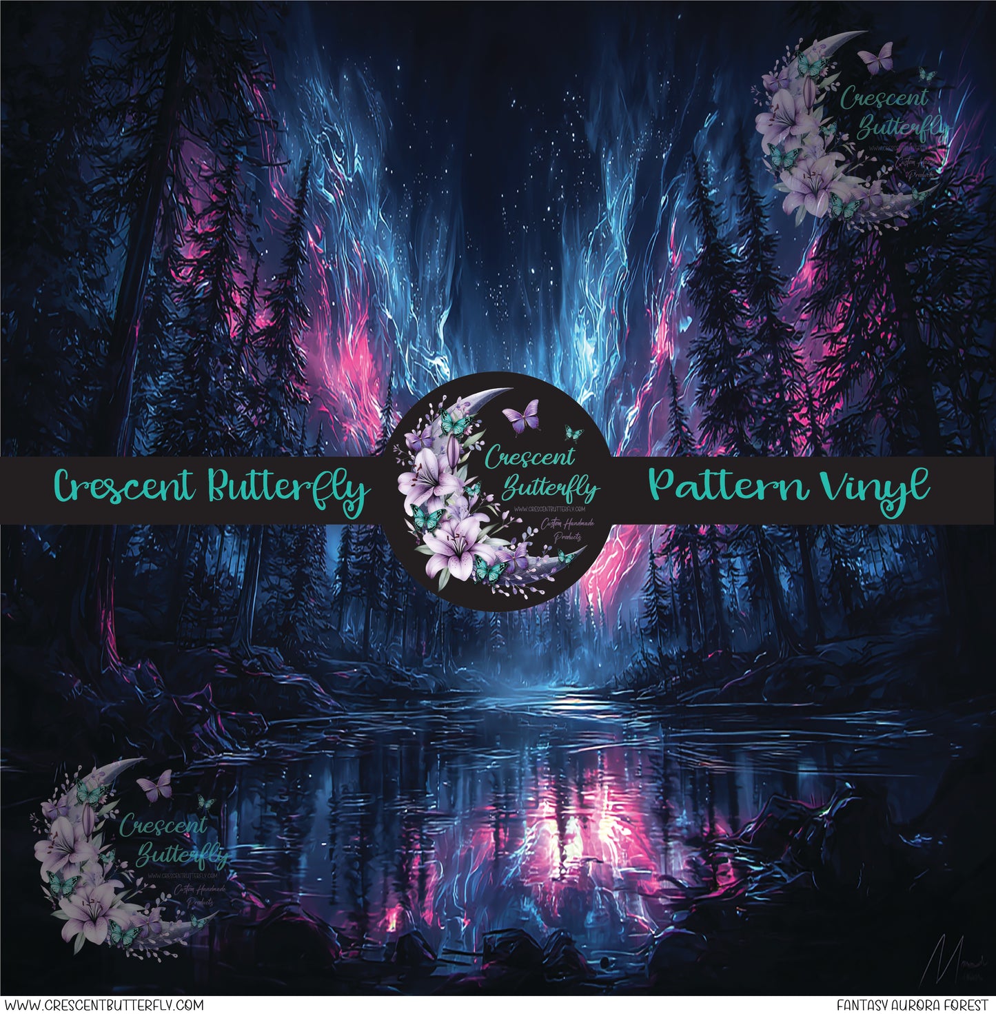 Fantasy Aurora Forest Printed Vinyl Sheet/Wrap