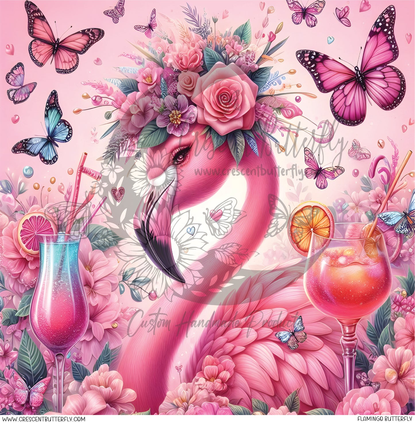 Flamingo Butterfly Printed Vinyl Sheet/Wrap