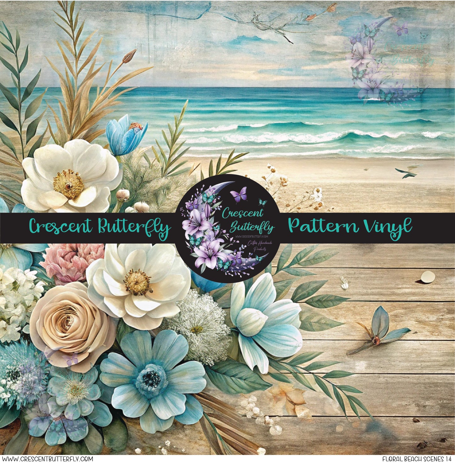 Floral Beach Scenes 14 Printed Vinyl Sheet/Wrap