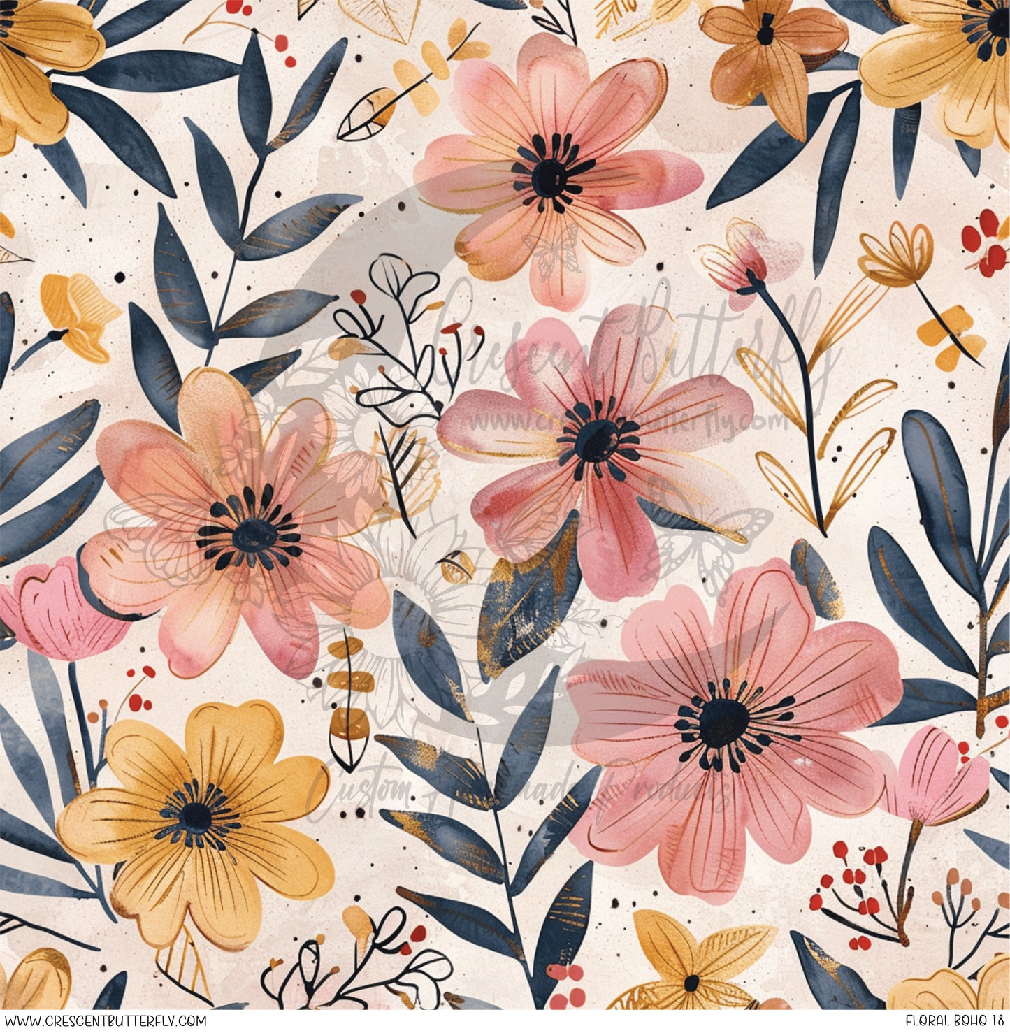 Floral Boho 18 Printed Vinyl Sheet/Wrap