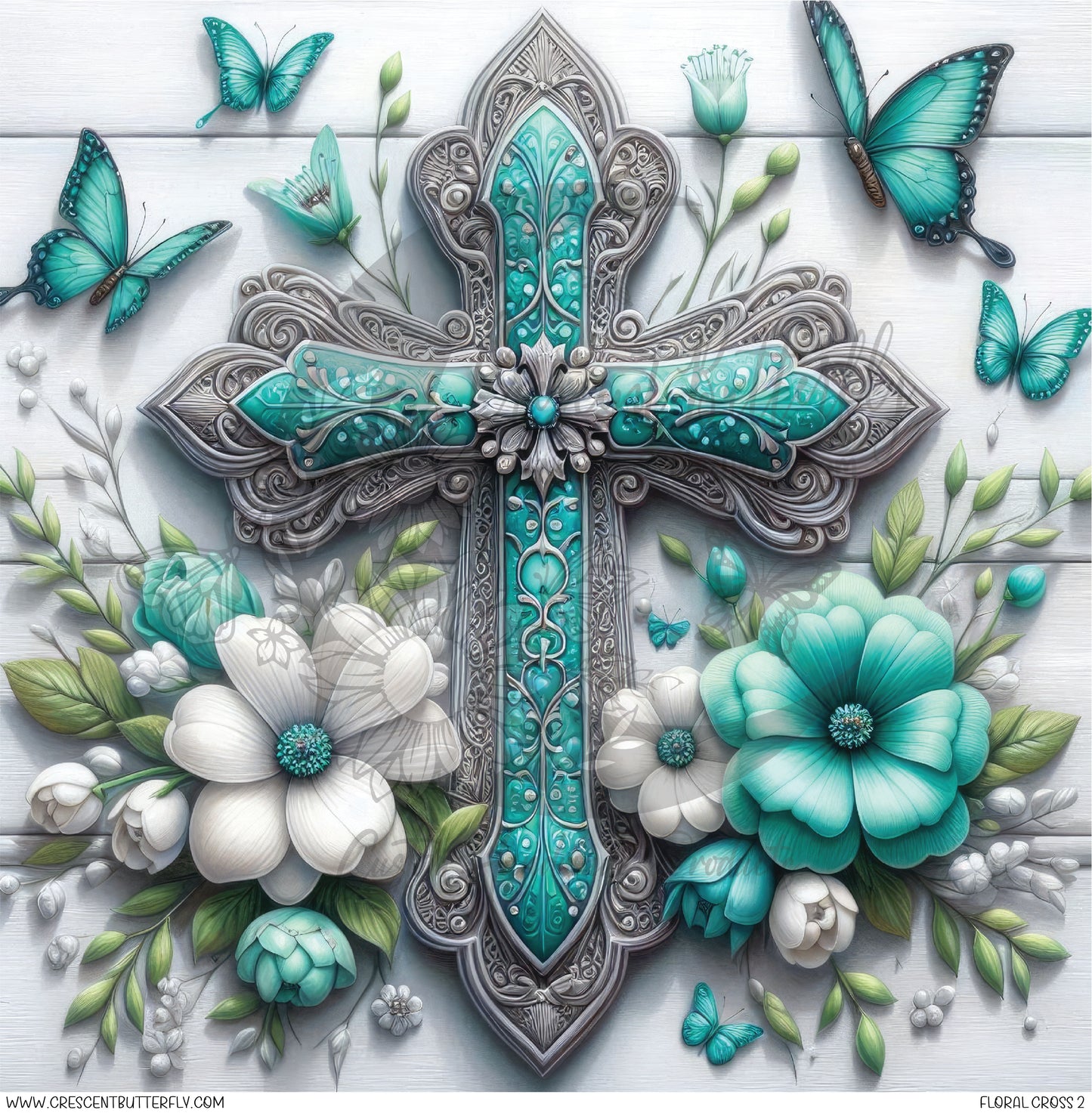 Floral Cross 2 Printed Vinyl Sheet/Wrap