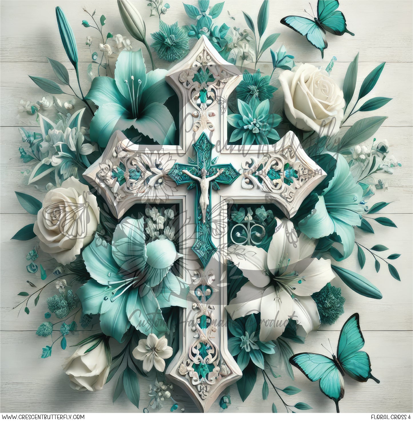 Floral Cross 4 Printed Vinyl Sheet/Wrap