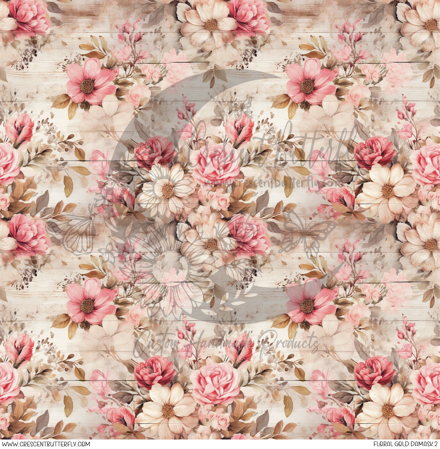 Floral Gold Damask 2 Printed Vinyl Sheet/Wrap