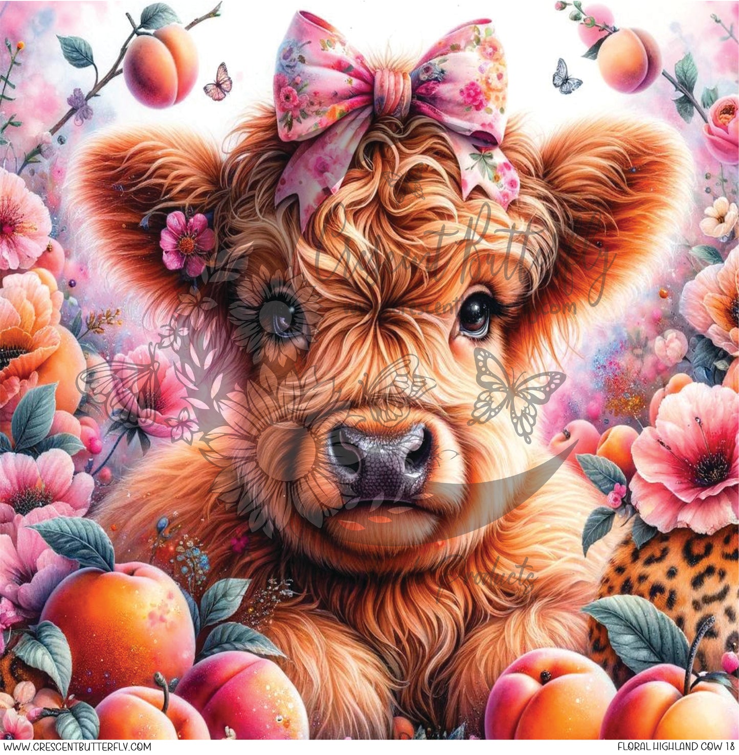 Floral Highland Cow 18 Printed Vinyl Sheet/Wrap