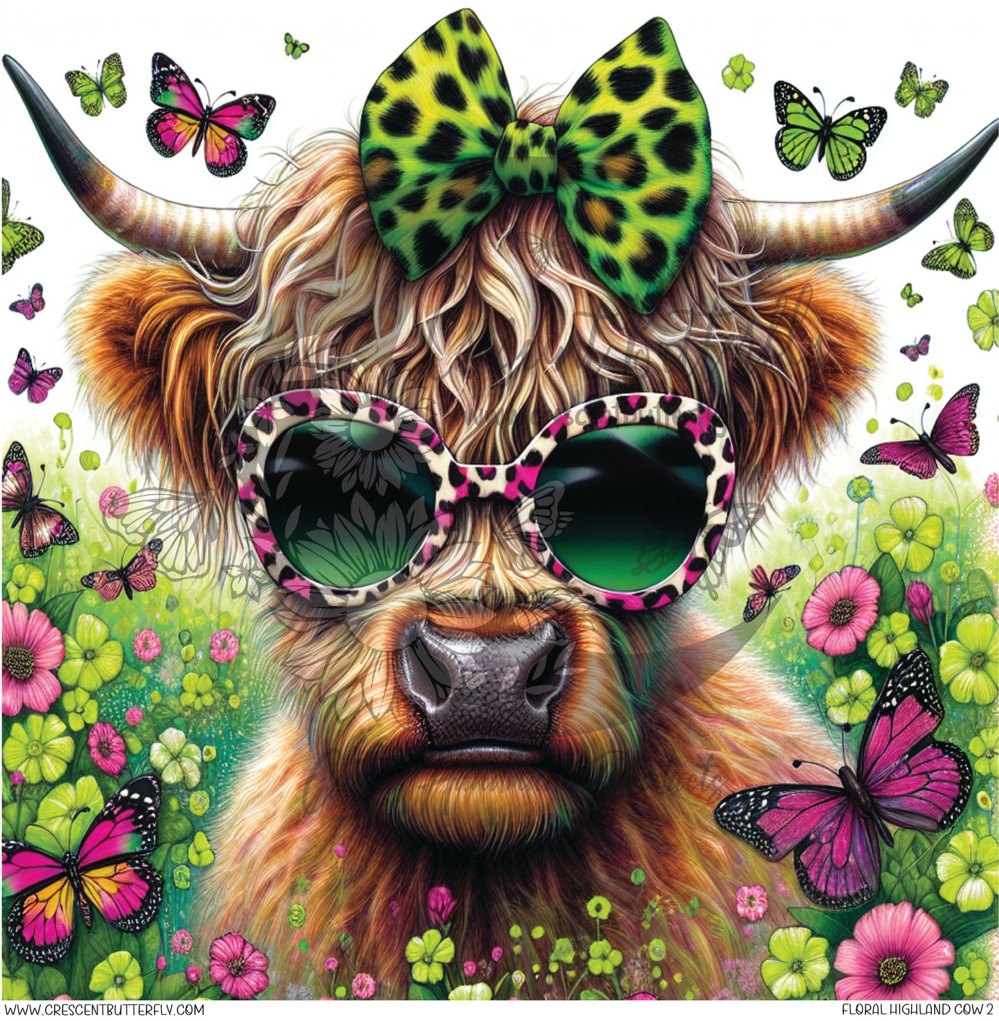 Floral Highland Cow 2 Printed Vinyl Sheet/Wrap