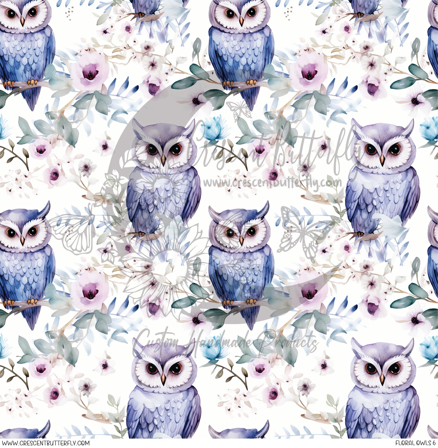 Floral Owls 6 Printed Vinyl Sheet/Wrap