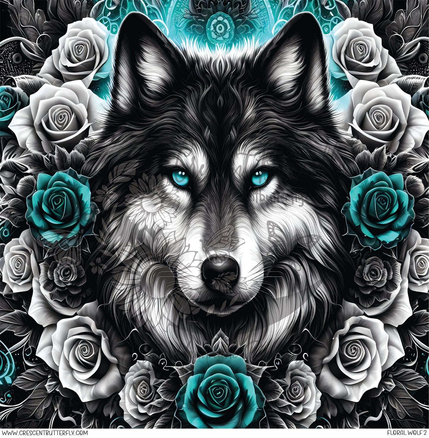 Floral Wolf 2 Printed Vinyl Sheet/Wrap