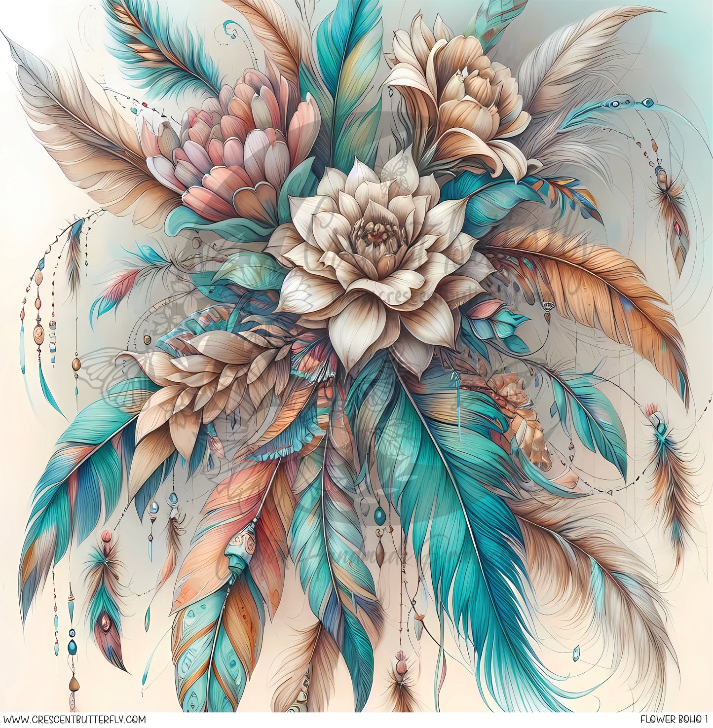 Flower Boho 1 Printed Vinyl Sheet/Wrap