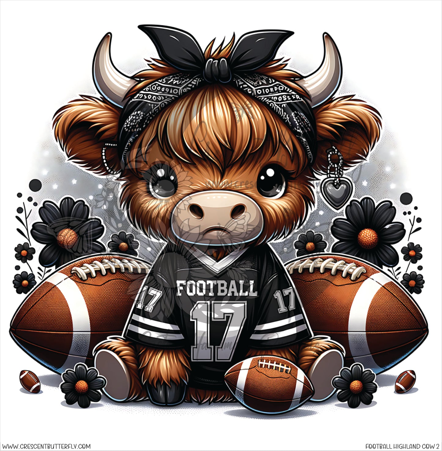 Football Highland Cow 2 Printed Vinyl Sheet/Wrap