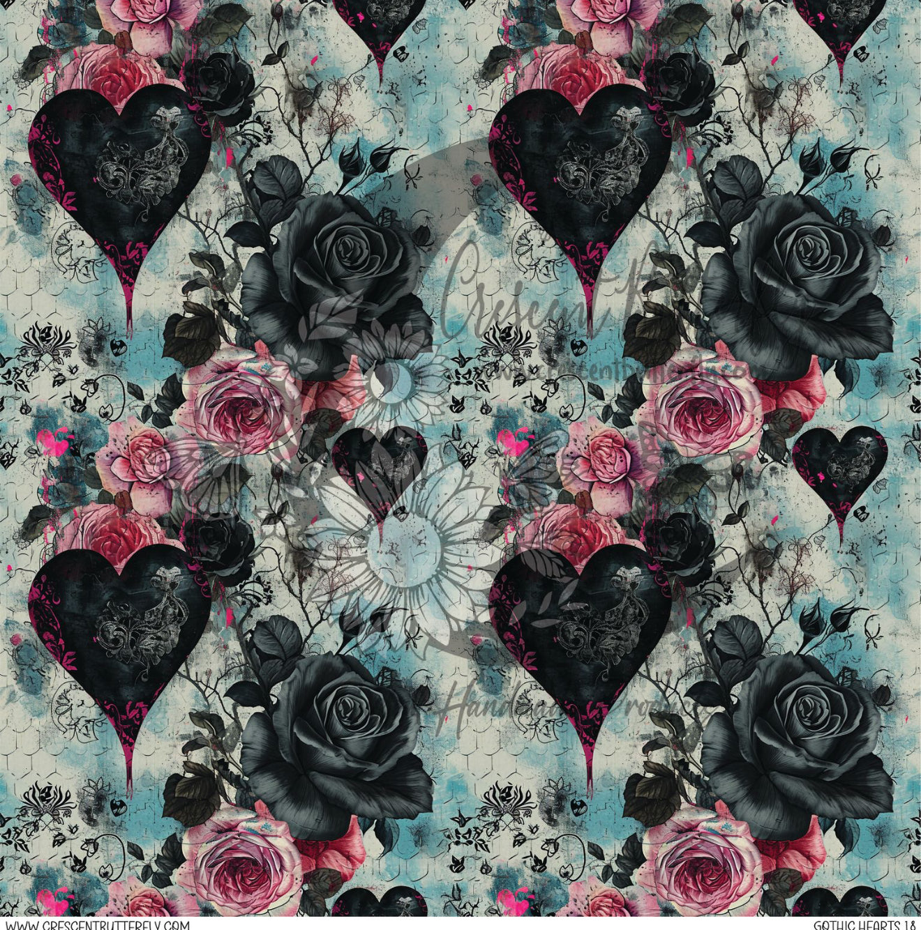 Gothic Hearts 18 Printed Vinyl Sheet/Wrap