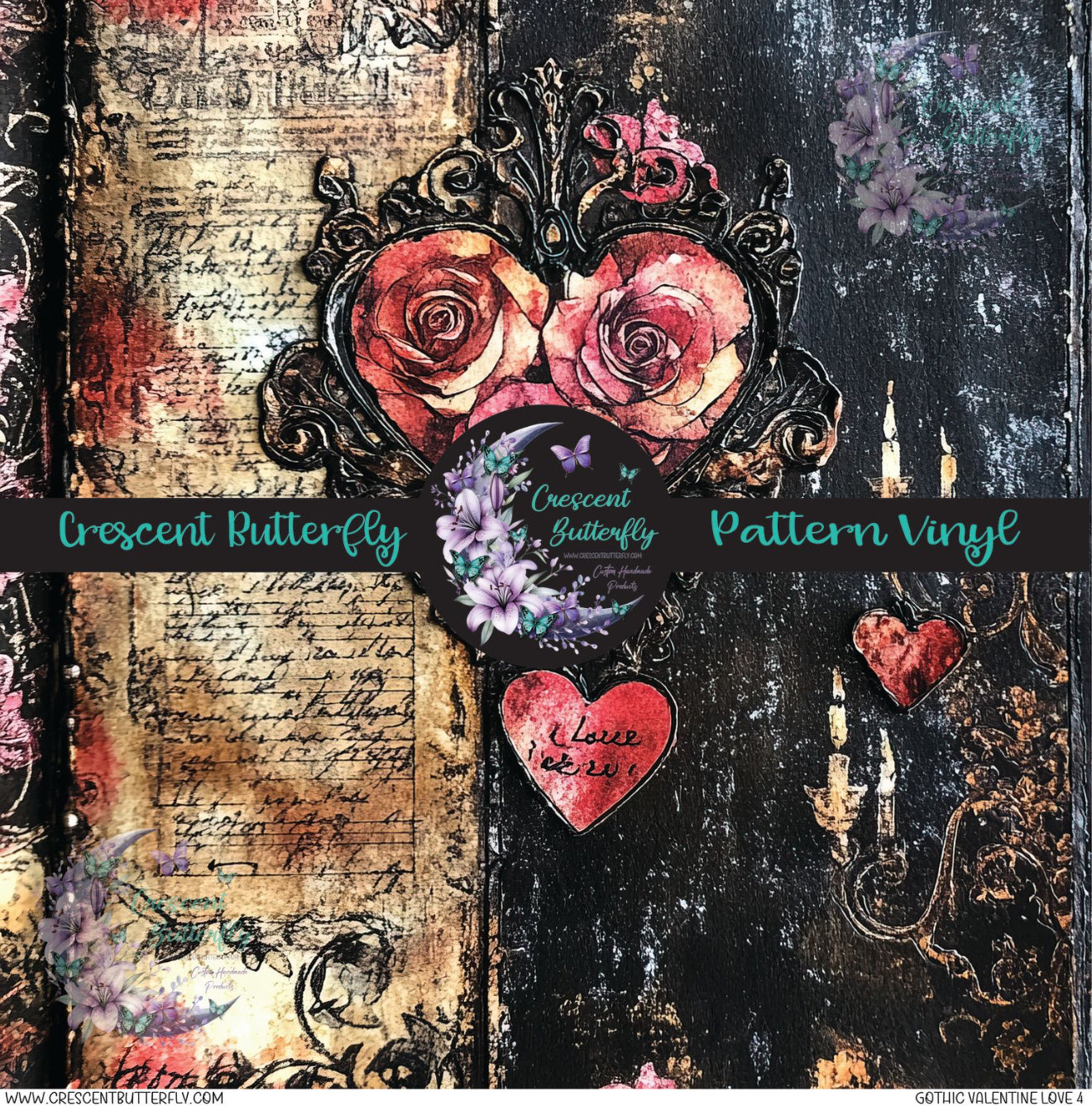 Gothic Valentine Love 4 Printed Vinyl Sheet/Wrap