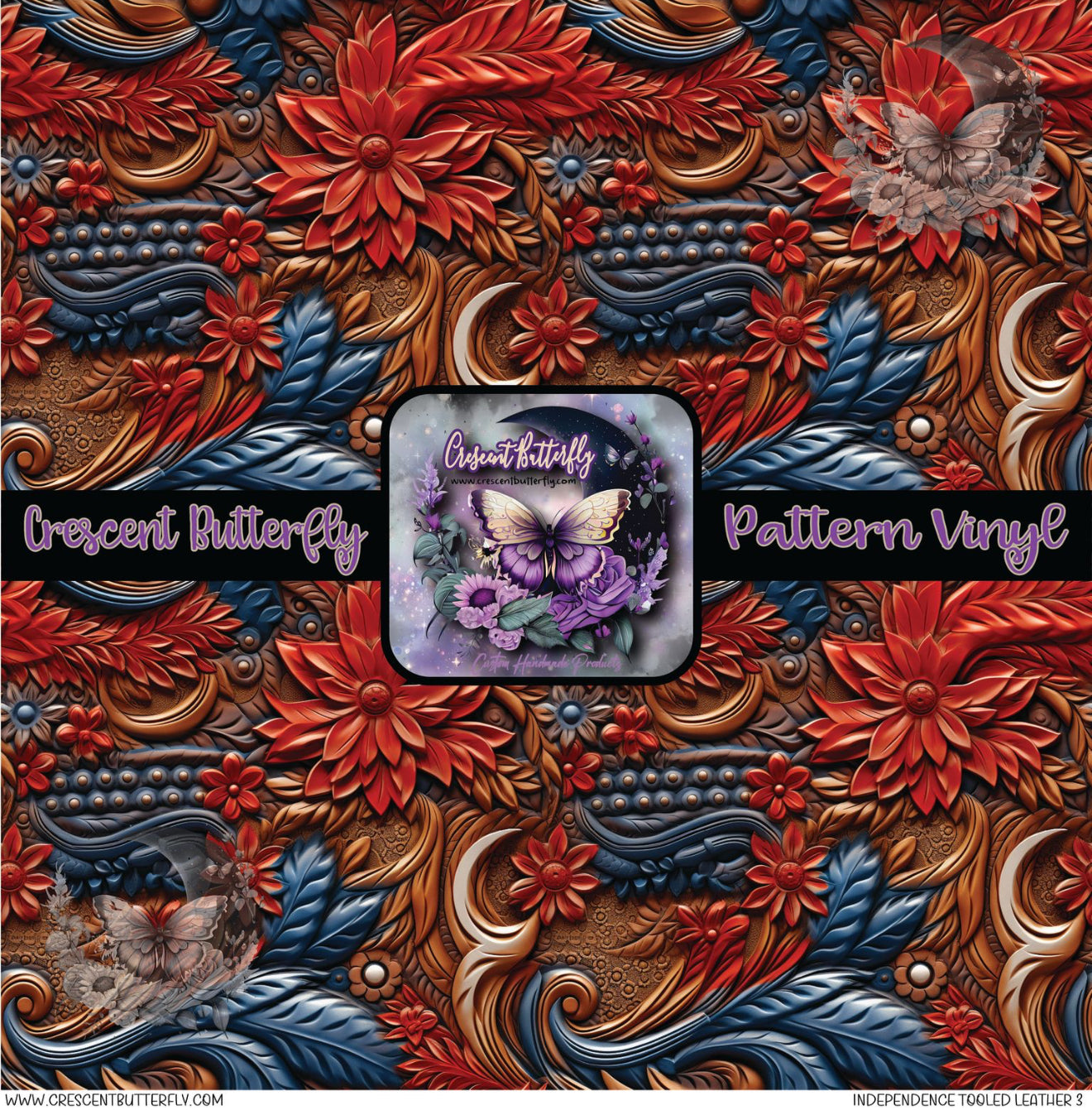 Independence Tooled Leather 3 Printed Vinyl Sheet/Wrap