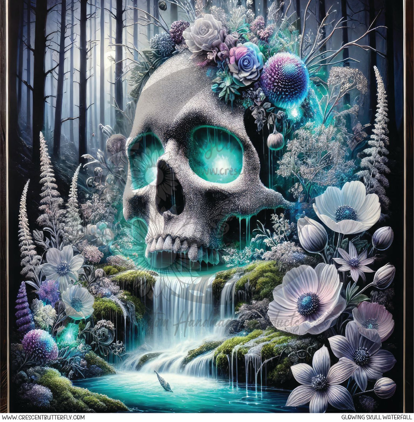 Glowing Skull Waterfall Printed Vinyl Sheet/Wrap