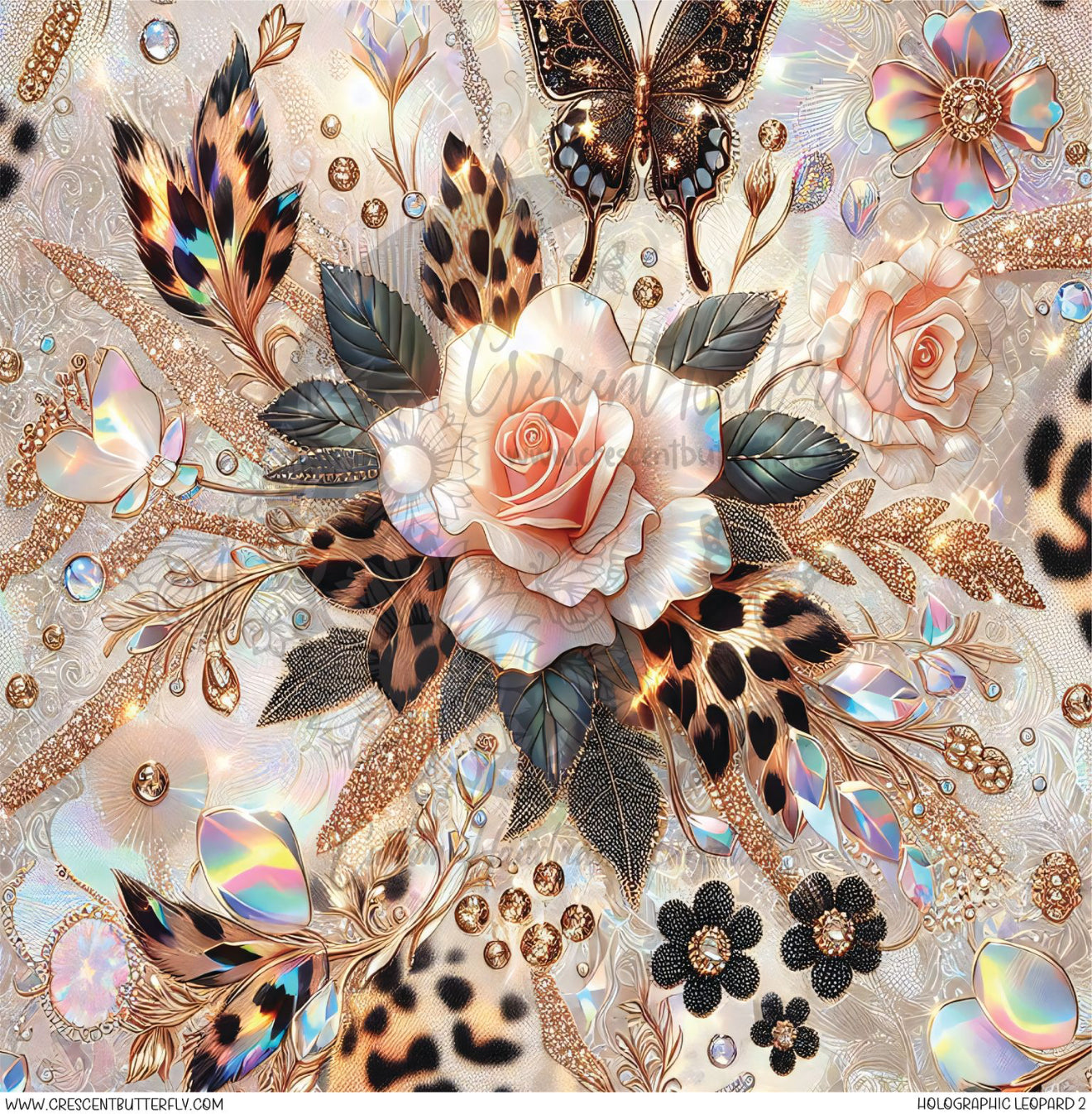 Holographic Leopard 2 Printed Vinyl Sheet/Wrap