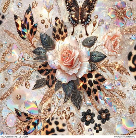 Holographic Leopard 2 Printed Vinyl Sheet/Wrap
