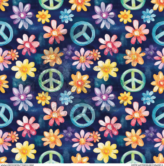 Hippie Watercolor Flowers 6 Printed Vinyl Sheet/Wrap