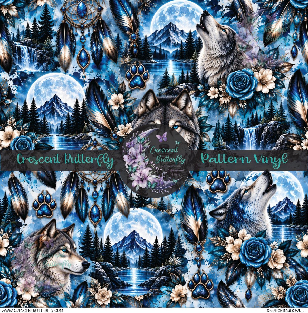 3-001-Animals-Wolf Printed Vinyl Sheet/Wrap