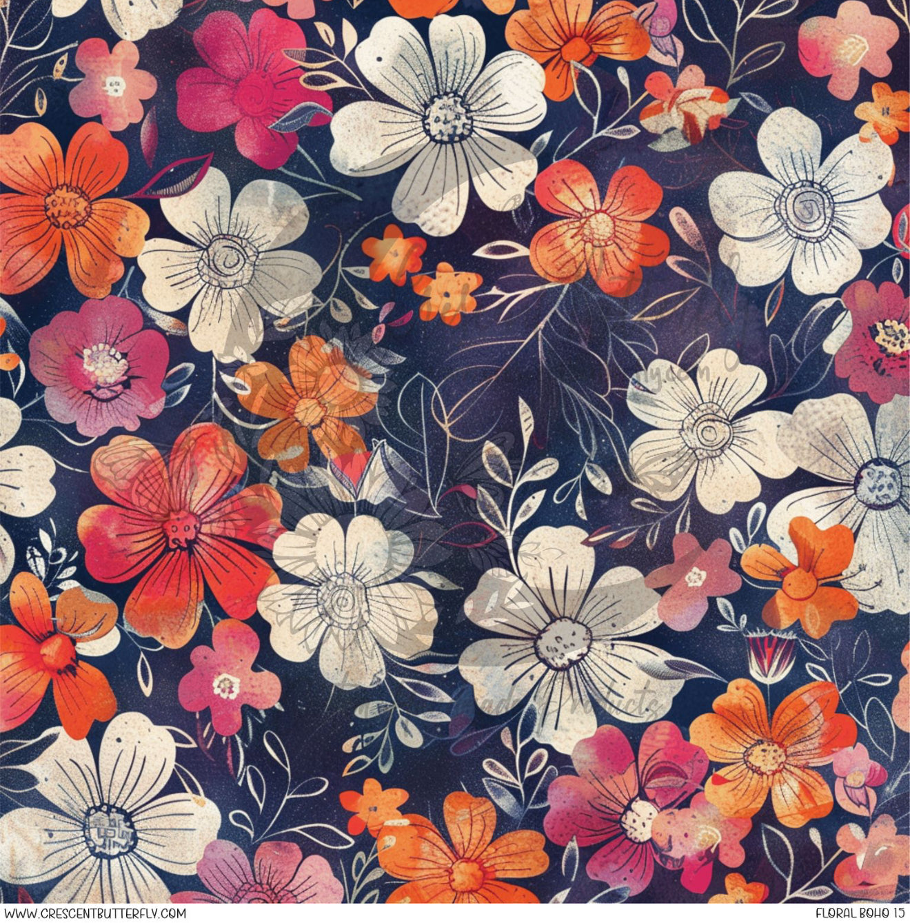 Floral Boho 15 Printed Vinyl Sheet/Wrap