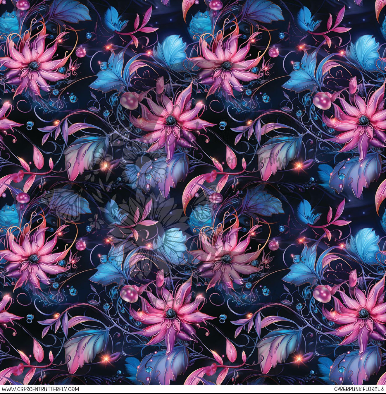 Cyberpunk Floral 8 Printed Vinyl Sheet/Wrap