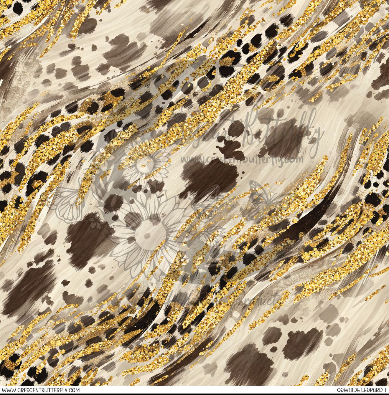 Cowhide Glitter Leopard 1 Printed Vinyl Sheet/Wrap