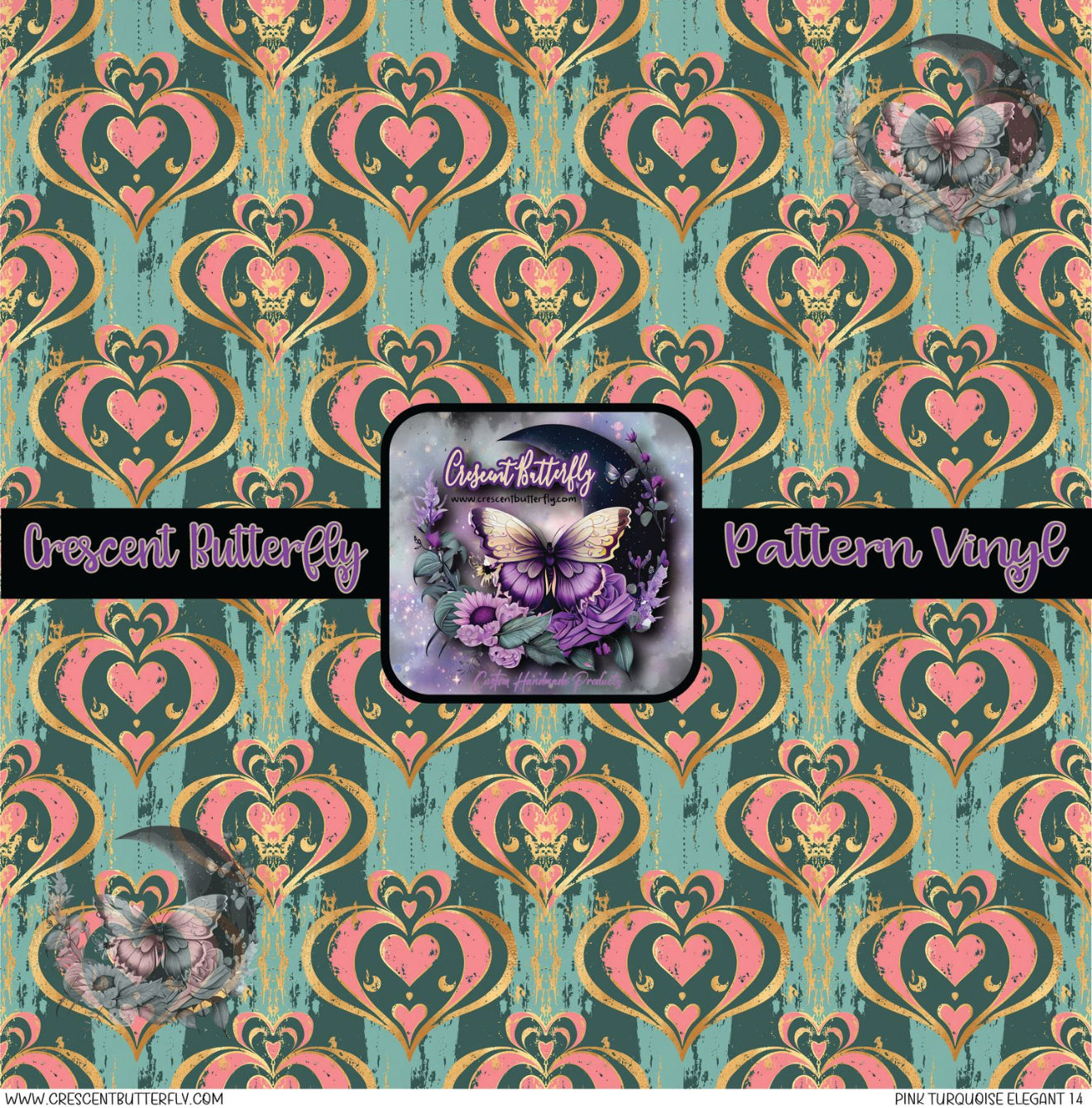 Pink Turquoise Elegant 14 Printed Vinyl Sheet/Wrap