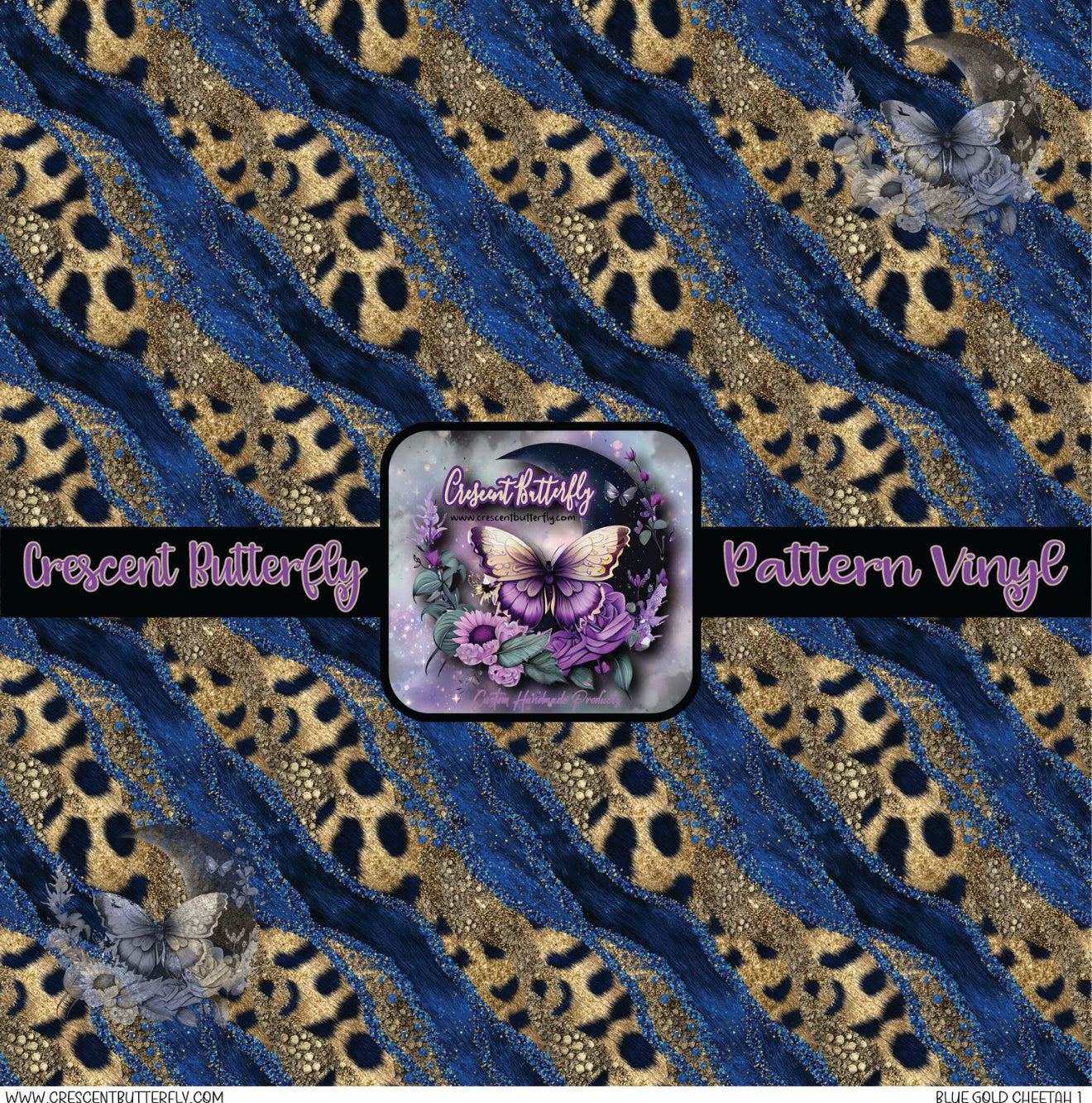 Blue Gold Cheetah 1 Printed Vinyl Sheet/Wrap