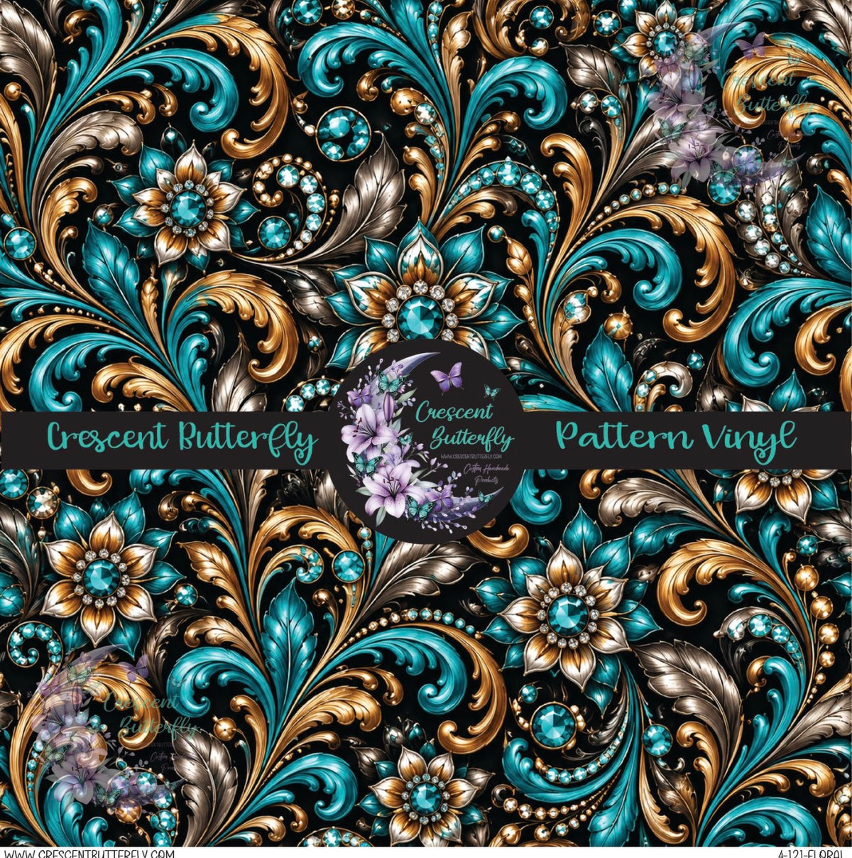4-121-Floral Printed Vinyl Sheet/Wrap