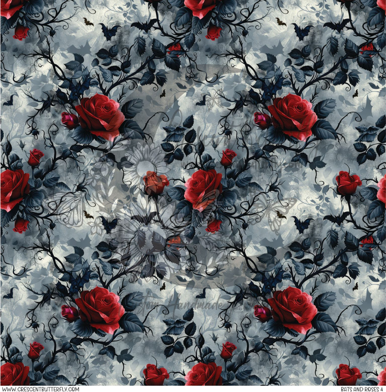 Bats and Roses 4 Printed Vinyl Sheet/Wrap