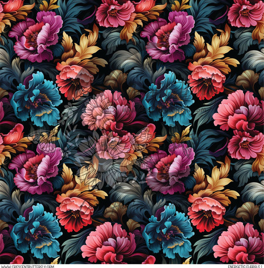 Energetic Florals 1 Printed Vinyl Sheet/Wrap