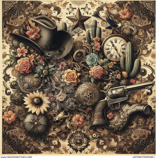 Western Steampunk 1 Printed Vinyl Sheet/Wrap