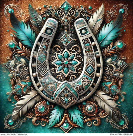 Boho Western Horseshoe Printed Vinyl Sheet/Wrap