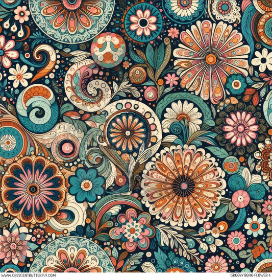 Groovy Boho Flower 4 Printed Vinyl Sheet/Wrap