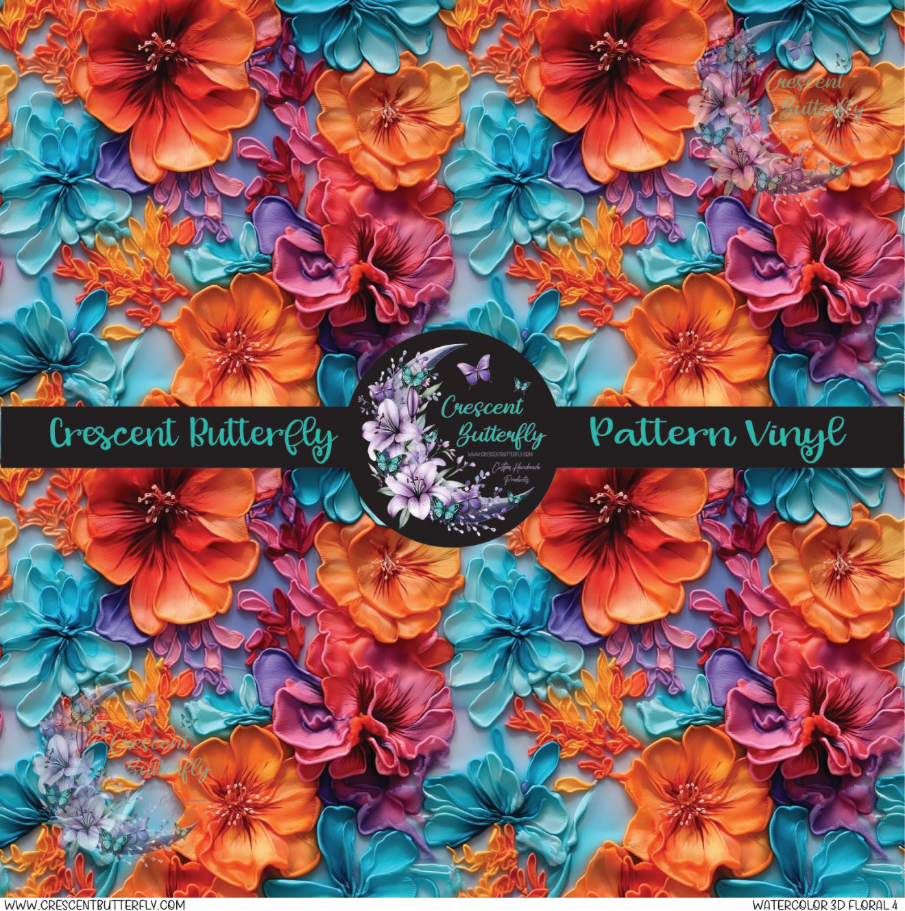 Watercolor 3D Floral 4 Printed Vinyl Sheet/Wrap